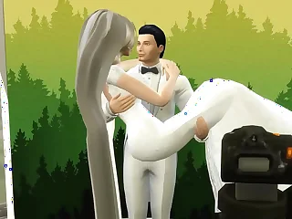 Esposa Recién Casada En Vestido de Novia Follada en Sesión de Fotos al Lado de Su Marido Cornudo Netorare